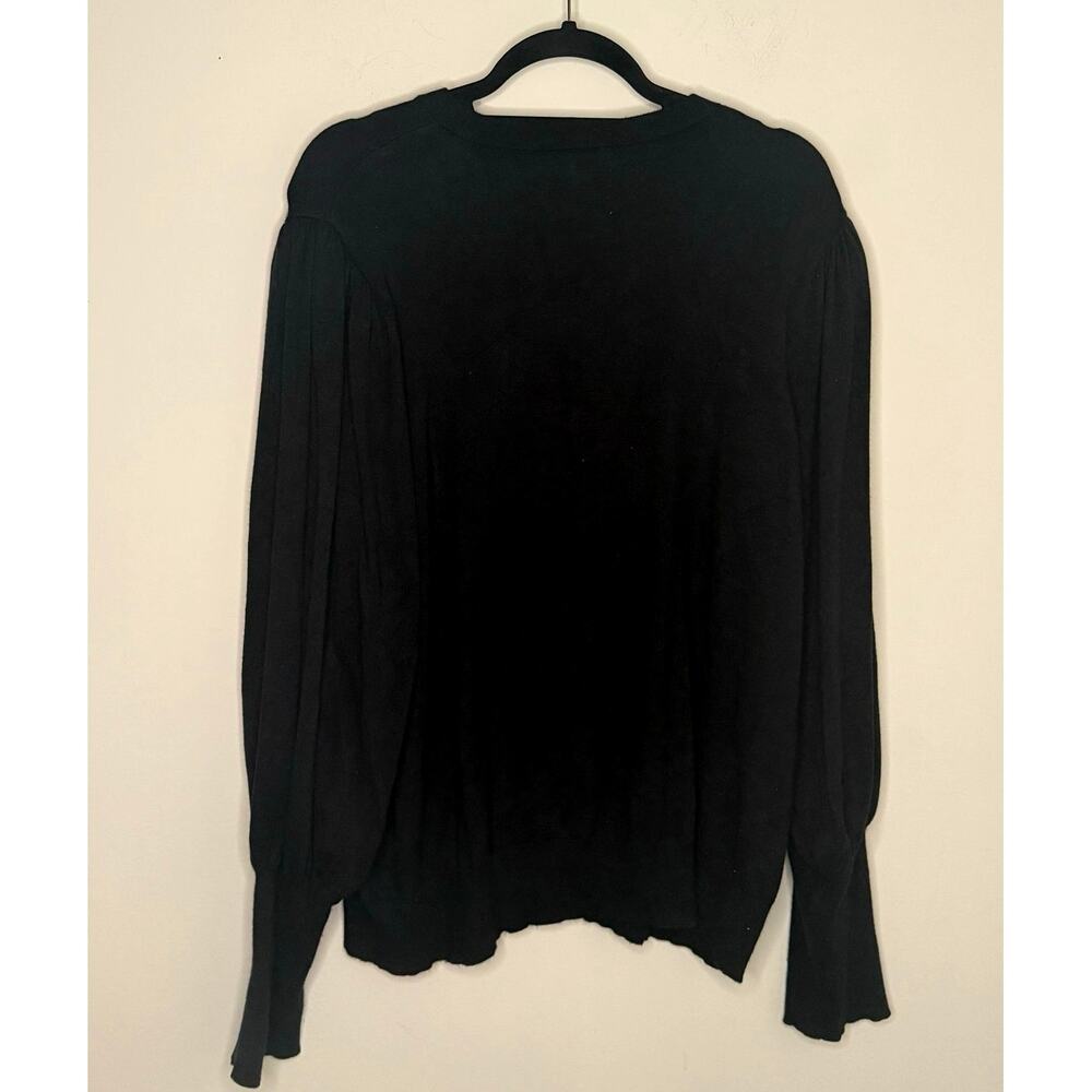 The Drop Black Crew Neck Long Bubble Sleeve Viscose Sweater KarenBritChick Sz 2X - Picture 2 of 6